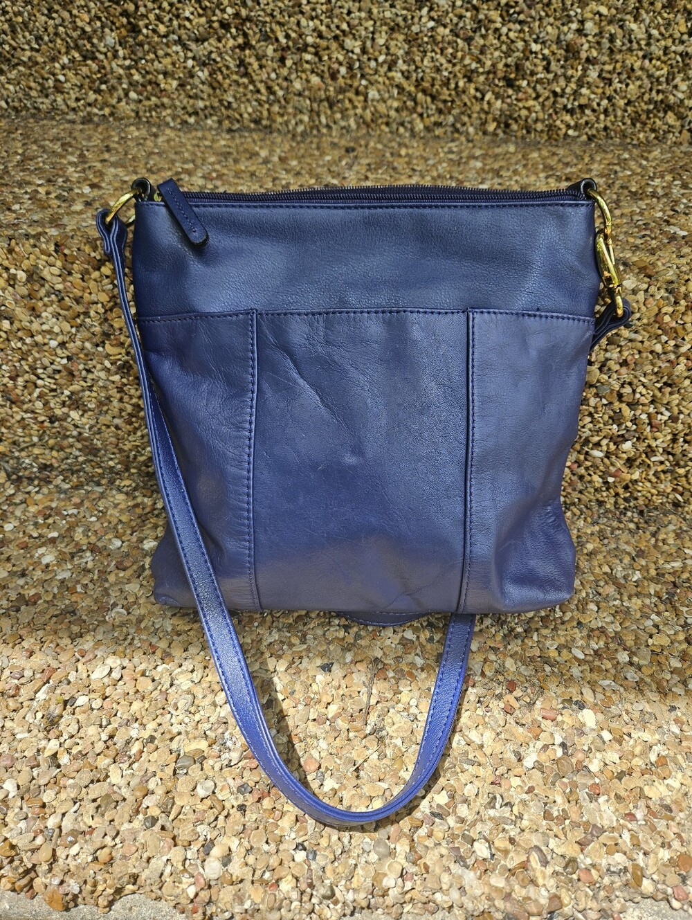 Tiganello Blue Leather Crossbody Bag - Picture 8 of 8
